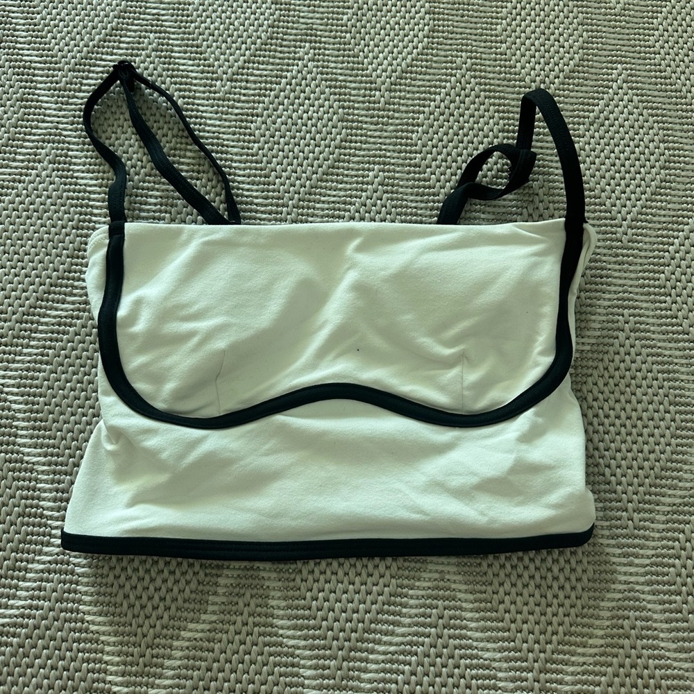 ALO Yoga White Bralette with Black Trim